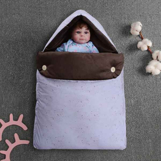 Velvet Hooded Baby Carry Nest – Dotted Brown | Soft & Cozy Newborn Bed - Paidaish 