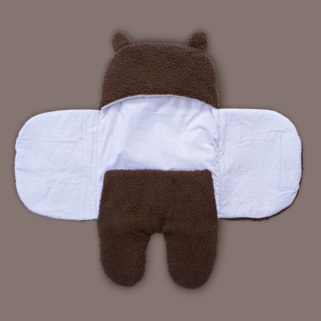 Winter Baby Swaddle Leggy/ Quilted Baby Blanket Wrap – Brown (0-6 M)