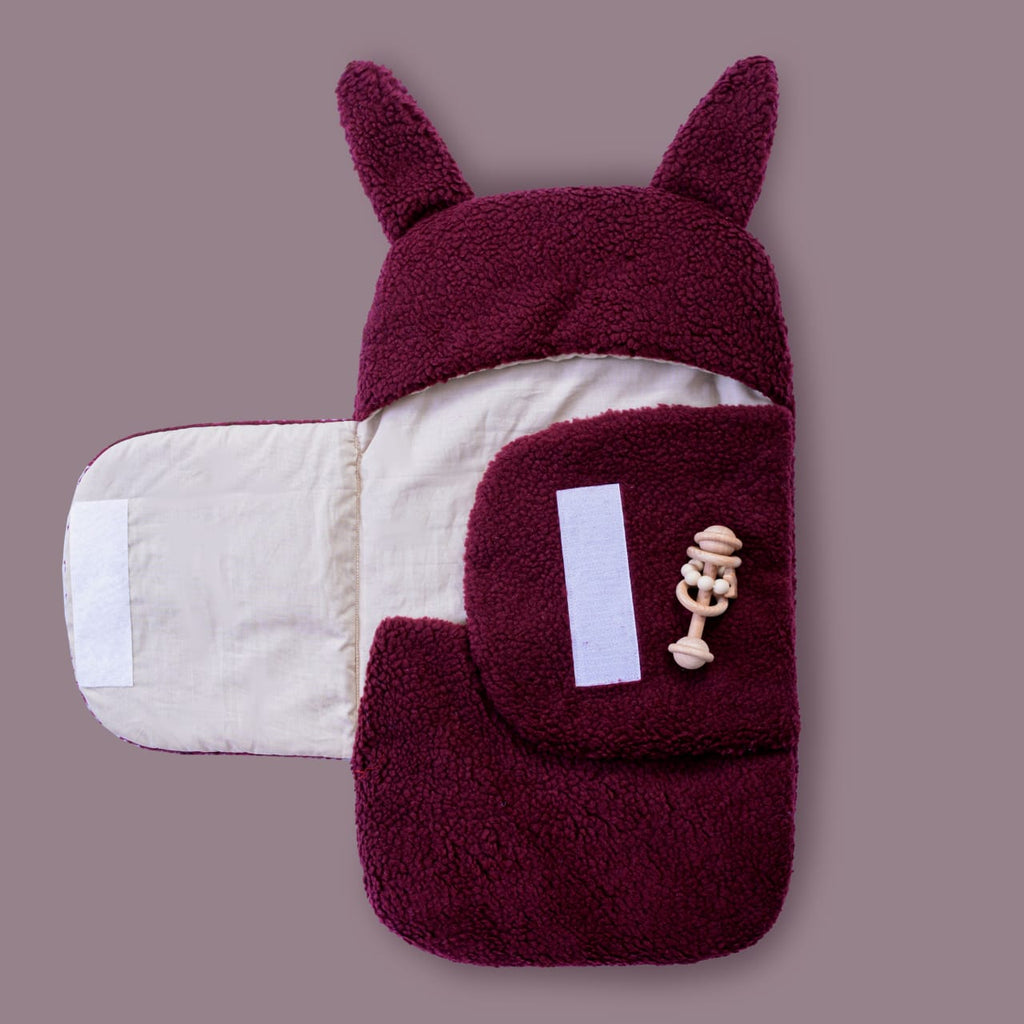 Winter Baby Swaddle / Quilted Baby Blanket Wrap – Maroon (0-6M)