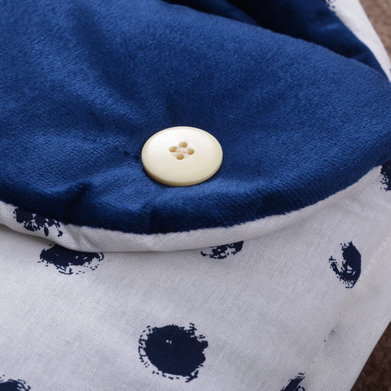 Velvet Hooded Baby Carry Nest (Blue Bugs) | Soft & Safe Newborn Sleeping Nest (0–6 Months)