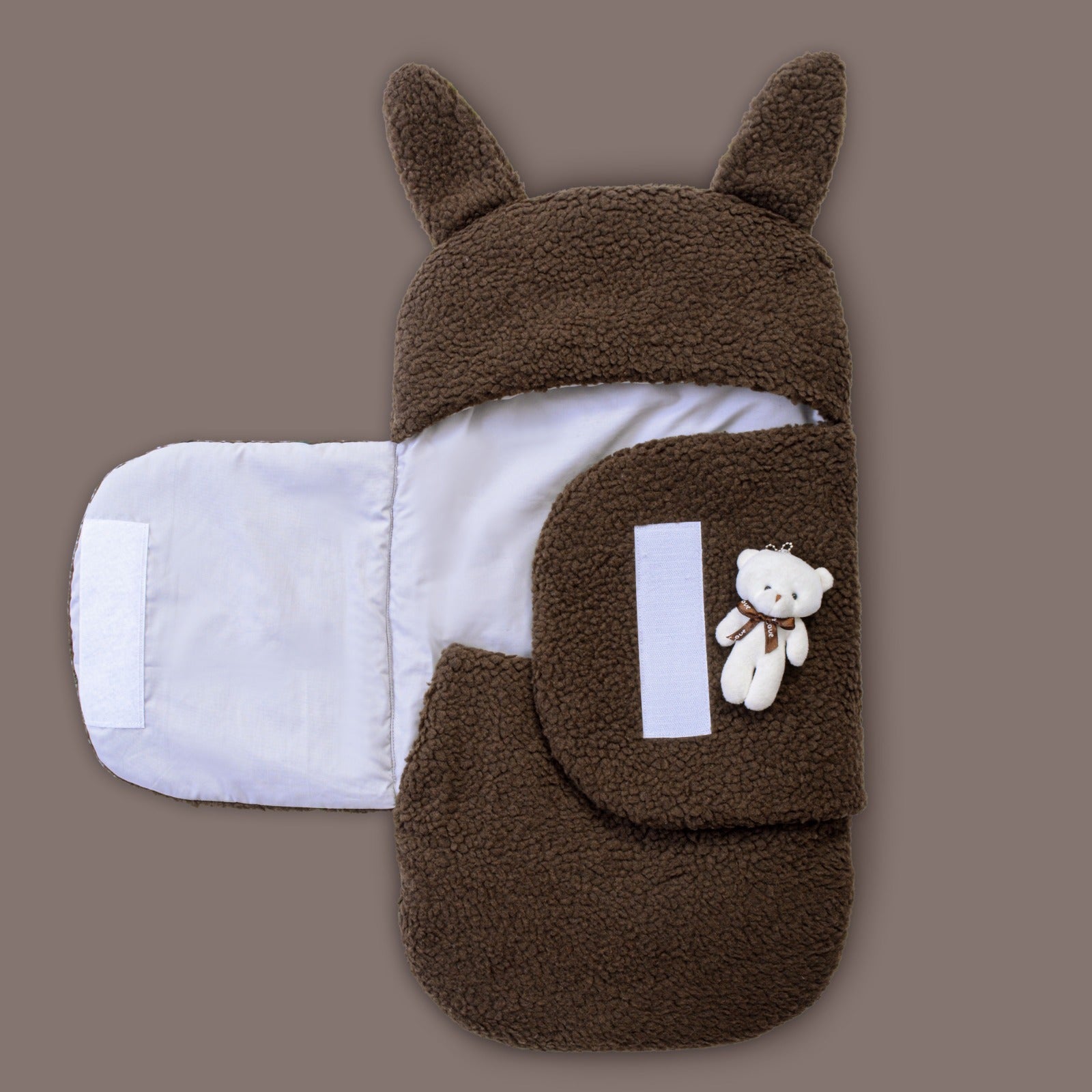 Winter Baby Swaddle / Quilted Baby Blanket Wrap – Brown (0-6M)