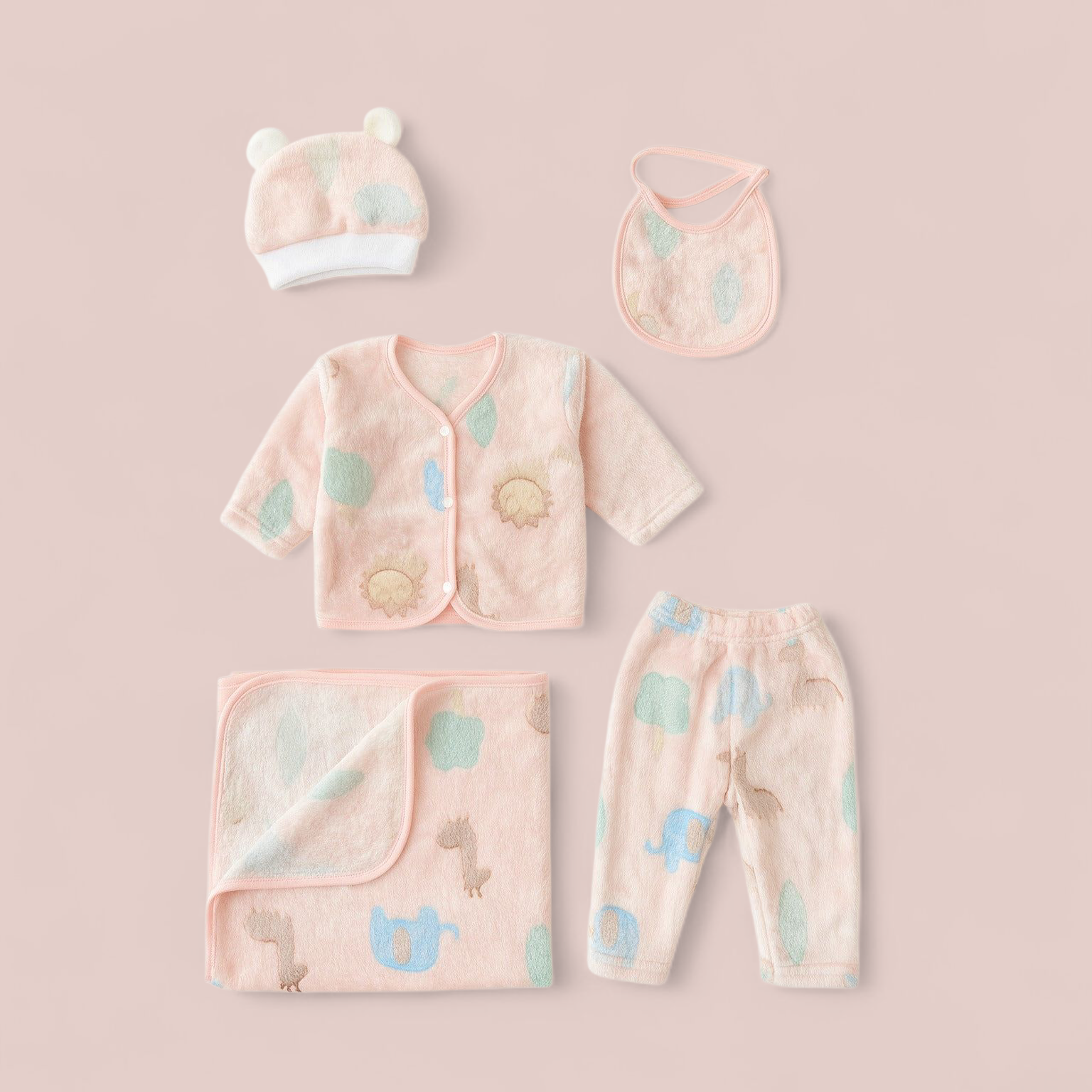 5-Piece Winter Starter Set for Newborns (0–3M)- Pink