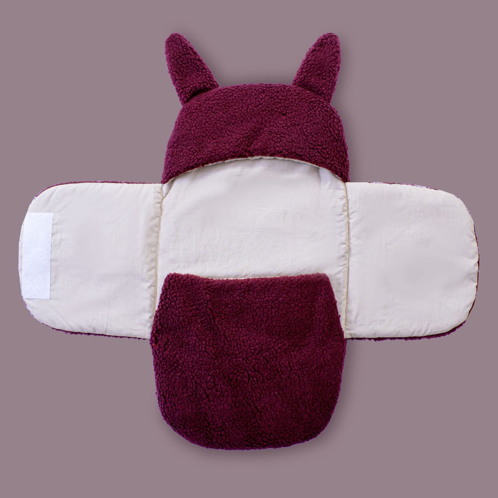 Winter Baby Swaddle / Quilted Baby Blanket Wrap – Maroon (0-6M)