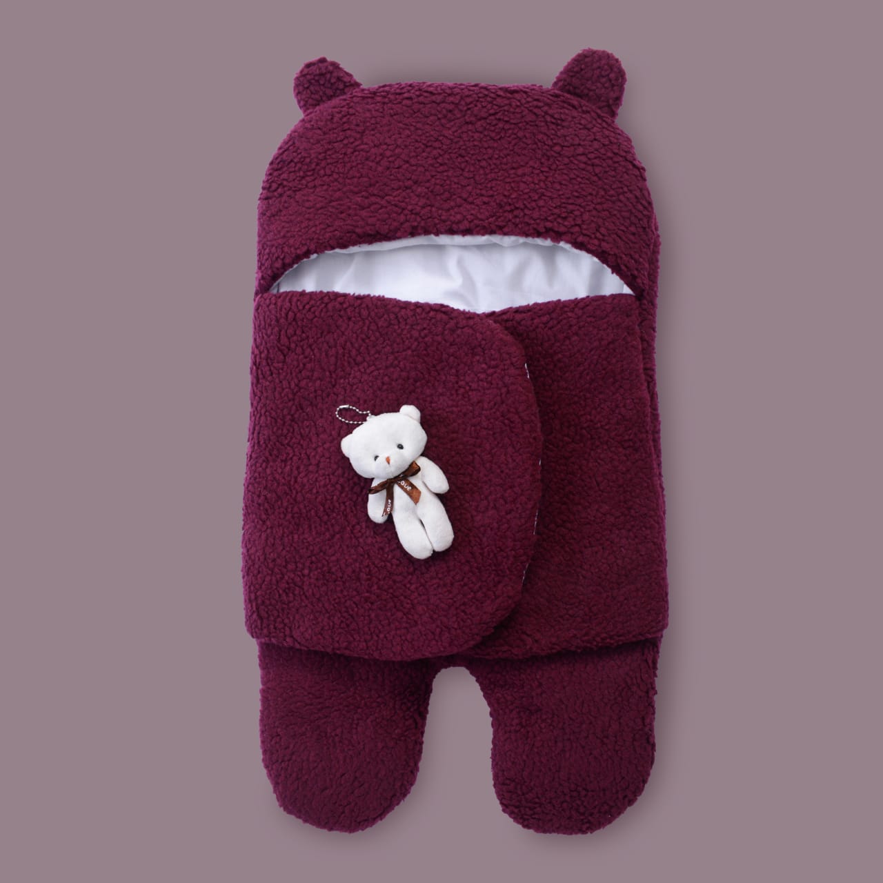 Winter Baby Swaddle Leggy / Quilted Baby Blanket Wrap – Maroon (0-6M)