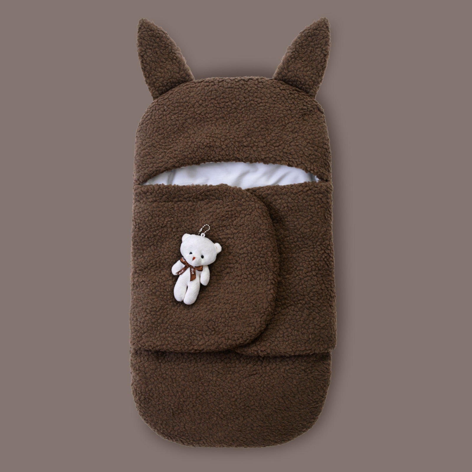 Winter Baby Swaddle / Quilted Baby Blanket Wrap – Brown (0-6M)