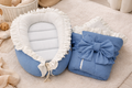 Combo – Luxury Waffle Cotton Baby Nest with Foldable Sleeping Bag – Misty Blue
