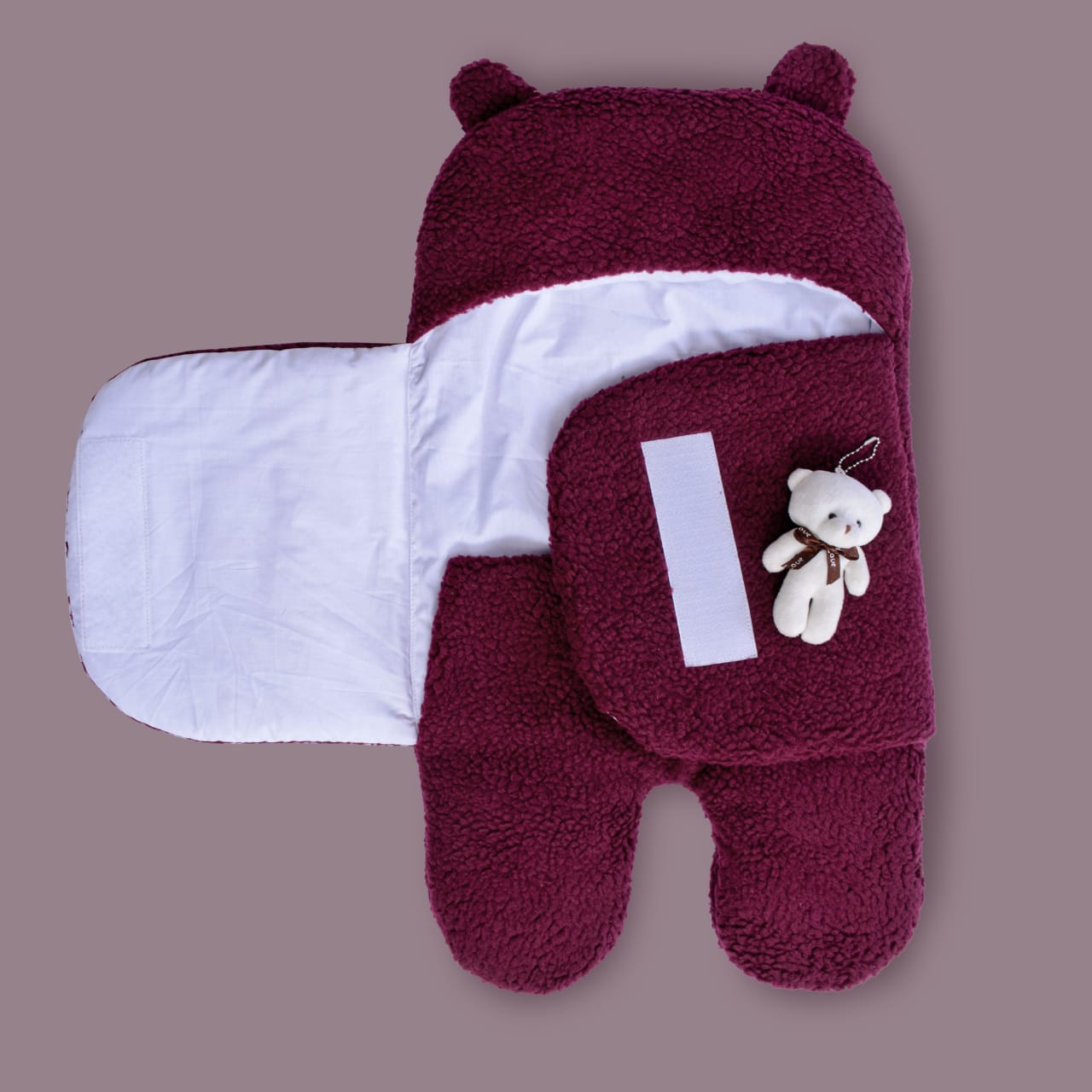 Winter Baby Swaddle Leggy / Quilted Baby Blanket Wrap – Maroon (0-6M)