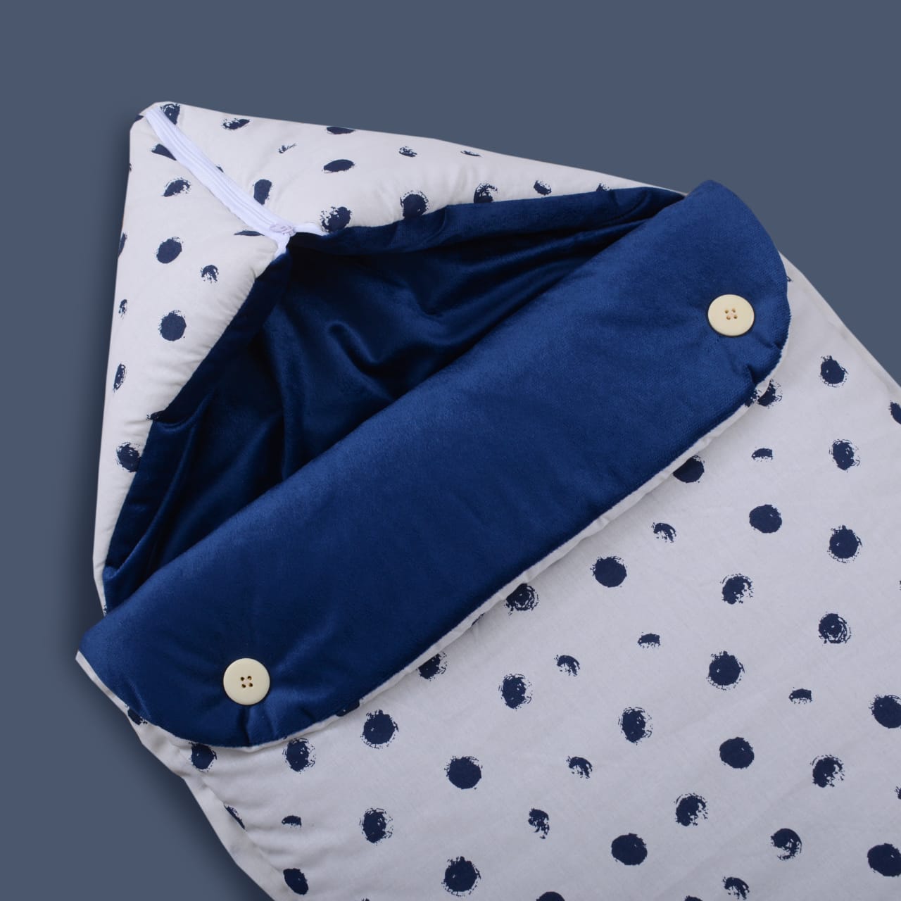 Velvet Hooded Baby Carry Nest (Blue Bugs) | Soft & Safe Newborn Sleeping Nest (0–6 Months)