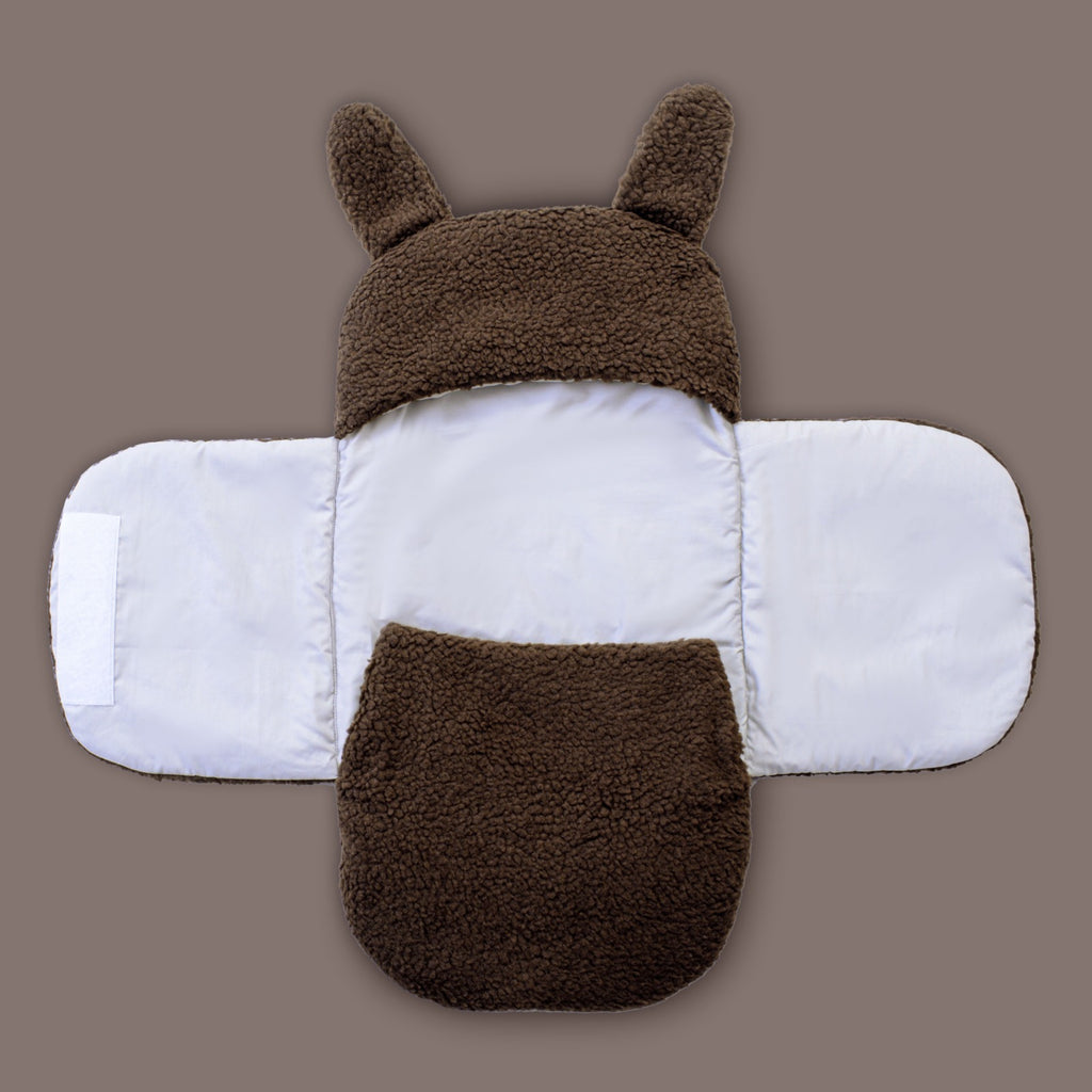 Winter Baby Swaddle / Quilted Baby Blanket Wrap – Brown (0-6M)